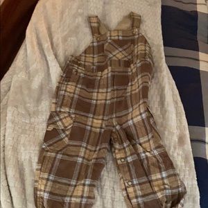 Brown pladd overalls